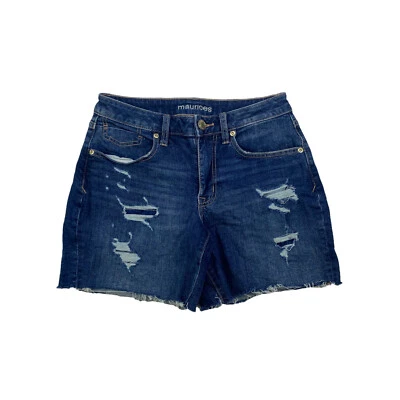 Maurices Boyfriend Cut Off Jean Shorts Womens Size 6 Distressed Medium Wash  - Image 1 of 4