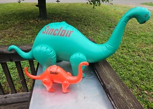 Vintage Sinclair Öl Dino aufblasbarer aufblasbarer Dinosaurier 4 Fuß groß klein Posten 2 Dinosaurier - Bild 1 von 9
