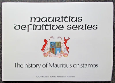 Mauricio 1978 Conjunto Definitivo UM en un Folleto de Historia de Mauricio. Foto 1 de 4