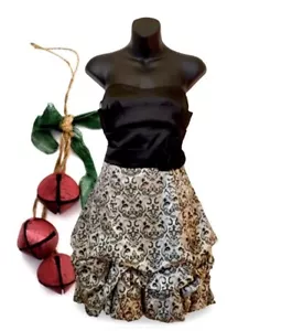 NWTS Size 9 /Lg Black And Silver Satin Off The Shoulder Holiday Party Dress - Picture 1 of 18