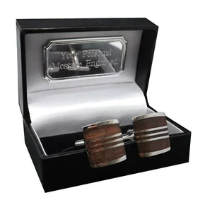 Gemelos de regalo personalizados de madera y plata de lujo para hombre 5to aniversario de boda - Imagen 1 de 7