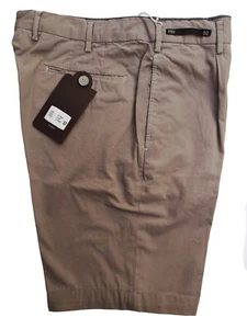 PT01 Bermuda Baumwolle Shorts Beige Slim Plissee 32 / IT 50 Made in Italy - Bild 1 von 4