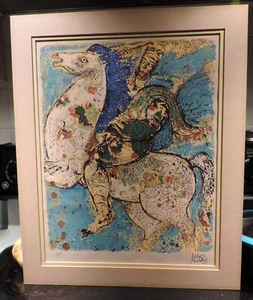 REUVEN RUBIN ORIGINAL VINTAGE LITHO - KING DAVID on Horse, Artist SIGNED-Numbred - Picture 1 of 4