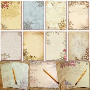 10 piezas papel de escritura de cartas vintage de flor rosa para papelería clásica estudiantil - Imagen 1 de 9