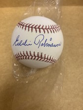 Eddie Robinson Autographed Baseball 1952 Yankees Indians Deceased