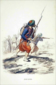 MILITARIA - ZOUAVE sous NAPOLÉON III - Gravure couleur 19e siècle - Imagen 1 de 2