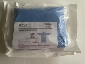 Vestido quirúrgico azul estéril talla grande AAMI nivel 4 con toalla de mano CSR envoltura 9/2025 - Imagen 1 de 6