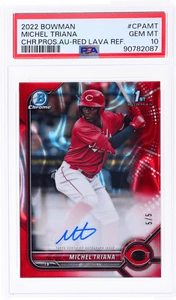 2022 Bowman Michel Triana Chrome Prospect Auto Red Lava Refractor /5 PSA 10 - Picture 1 of 2