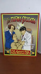 The Three Stooges I'M GONNA PULL YOUR BRAINS OUT Metal TIN SIGN 14" x 12" - Picture 1 of 4