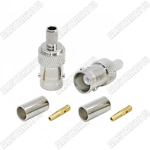 10x BNC Jack Female Connector Crimp For LMR195 RG58 RG142 RG400 Cable Straight - Picture 1 of 5