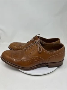Grenson Dylan Tan Brown Wingtip Full Brogue Oxford Dress Shoes Mens Size 8F - Picture 1 of 12