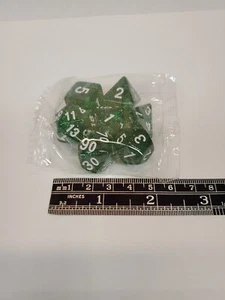 Shimmering Clear GREEN 7pcs/Set Acrylic Polyhedral Dice D4-D20 For DND MTG RPG - Picture 1 of 3