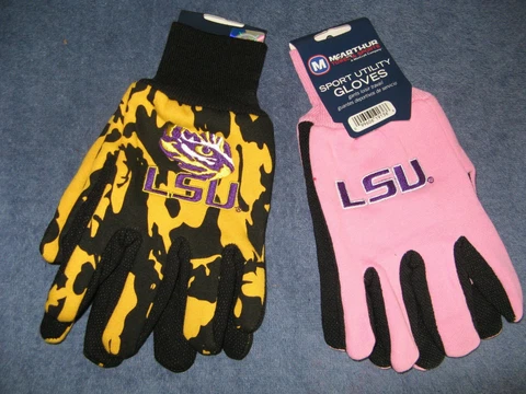 TWO (2) PAIR OF LSU TIGERS, SPORT UTILITY GLOVES FROM FOREVER COLLECTABLE Cover