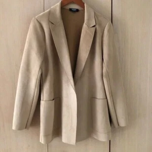 PREMISE Women's NWOT Size XS Tan Faux Suede Leather Oversized Coat Blazer Jacket - Picture 1 of 15