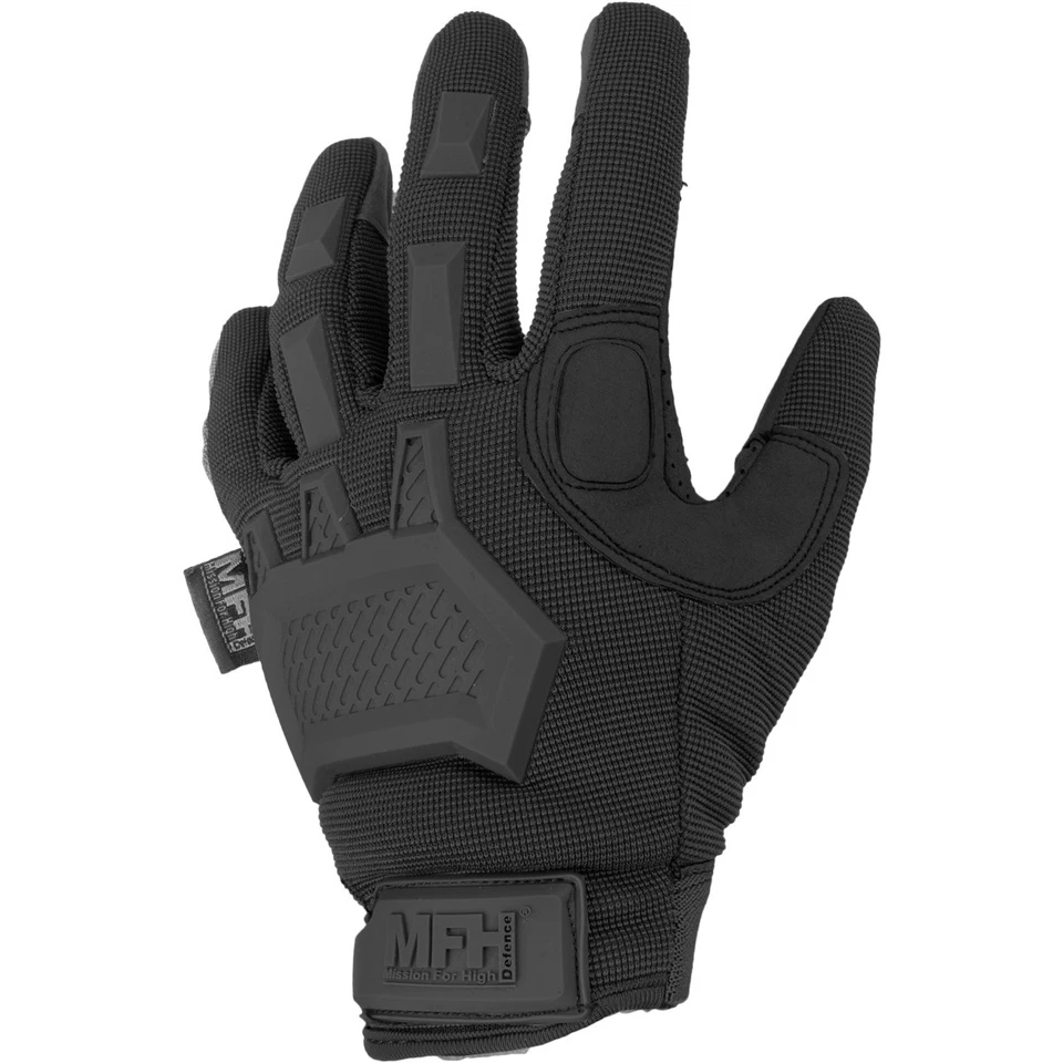 Guantes tácticos de acción MFH militares operaciones militares patrulla de seguridad guardia policía negros Foto 1 de 1