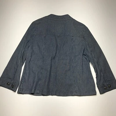 AMI Denim Jacket Womens Size Large Blue Railroad Stripe 2 Columns of Buttons - Image 1 of 4