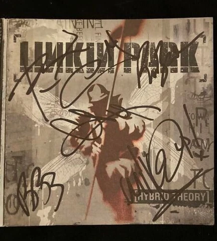 LINKIN PARK BAND SIGNED AUTOGRAPH CHESTER BENNINGTON RARE HYBRID THEORY CD ART Cover