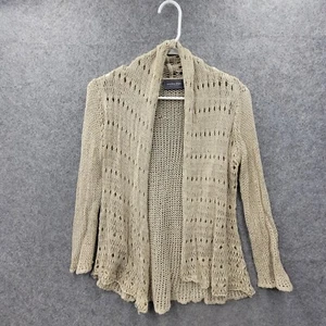 Wooden Ships Womens Brown Open Knit Sweater Size S/M Longsleeve Open Front - Picture 1 of 6