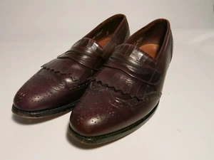 Allen Edmonds Wakefield 9.5 C Wingtip Brogue Kiltie Penny Loafers Burgundy  - Picture 1 of 9