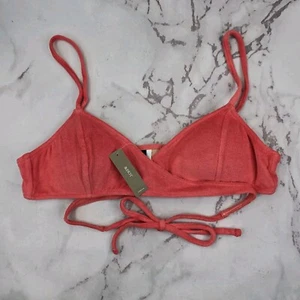 Top de natación J Crew 2X coral rizo envolvente triángulo bikini acolchado doble cuerda BK551 - Imagen 1 de 8