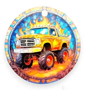 Monster Truck fiammeggiante ornamento olografico - Foto 1 di 4