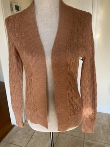 NWT Banana Republic Copper Open Cardigan Mohair Metallic Wool S - Picture 1 of 4