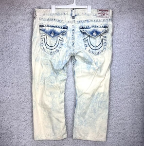 True Religion Jeans Herren 44x25 Straight Flap Natural Super T Bleach Wash Beige - Bild 1 von 14