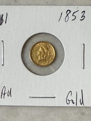 Moneda de oro Liberty 1853 $1 ¡ENVÍO GRATUITO! TIPO 1 Foto 1 de 2