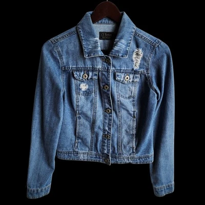 CI Sono Denim Collection Distressed Jean Jacket Women's /Juniors Size Small - Image 1 of 4
