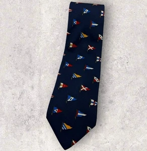 PAUL & SHARK Silk Tie ITALY Navy Flag W:3.8" EUC - Picture 1 of 5