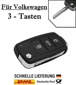 1x Ersatz Klappschlüssel Gehäuse für VW 3-Tasten PKW Fernbedienung KS46 - HU66 - Picture 1 of 7