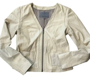 Classiques Entier Womens Buttery Soft Leather Jacket Size XS Blazer Pale Yellow - Picture 1 of 17