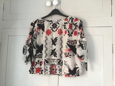 Top de seda Valentino mangas con cordones rojo negro crema 16 Boho Foto 1 de 4