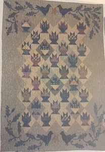 Primitive 'A Tisket, A Tasket...Crow ...Basket' Applique Quilt Pattern 72 x 60 - Picture 1 of 5