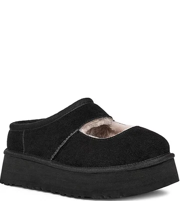 HOT DEAL UGG® Bea Mary Jane Suede Family Matching Platform Clog Slippers, Black - Image 1 of 4