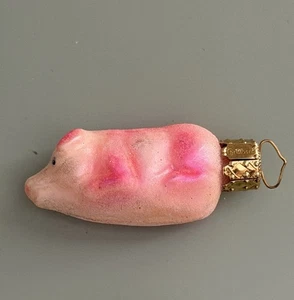 Christborn rosa Schwein Weihnachtsschmuck mundgeblasen Quecksilber Glas Urlaub - Bild 1 von 7