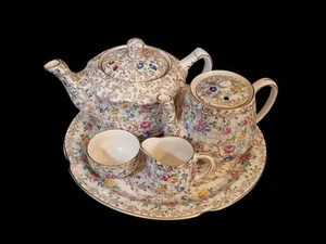 James Kent Chintz Trellis Rose Breakfast Set Tea For One Teapot - Picture 1 of 3
