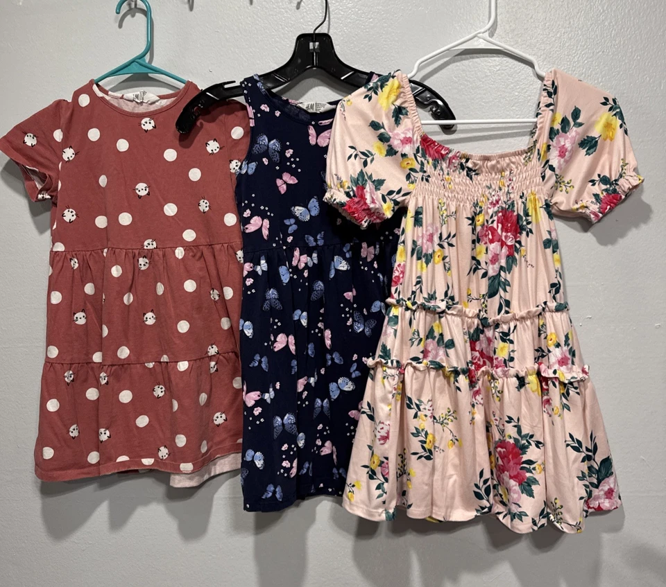 Lote de 3 Vestidos H&M Gato Mariposas y BCBG Niñas Vestido Floral en Niveles 8, (8-10) Foto 1 de 4