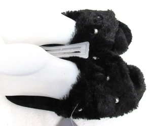 PJ Couture Slippers Fuzzy Faux Fur w/ Faux Pearls Open Toe Sz. Medium (7-8) New - Picture 1 of 8