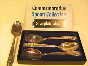 (lot of 4) Spoon Collection SILVERPLATE Washington Jefferson Kennedy Adams [Y93] - Picture 1 of 2
