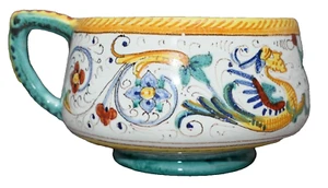 DERUTA Faenza - 2 von 10 seltene handbemalte Tee-Tasse Raffaellesco Drachen TOPP - Picture 1 of 12