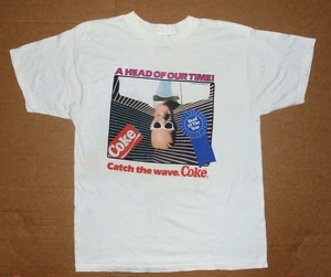 Vtg Coca Cola Max Headroom Upside Down T-Shirt 1987 Size L - Picture 1 of 10