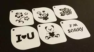 Set 6 pz Stencil San Valentino Cuore Amore Rosa Testo Amore Orso Rose Card Face - Foto 1 di 3