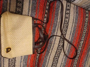 Etienne Aigner Woven Purse Handbag Shoulder Bag With Matching mirror great condi - Picture 1 of 7
