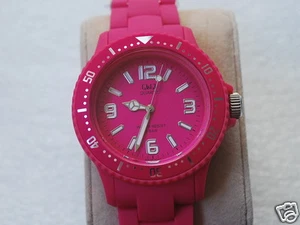 Q&Q by Citizen Lady Fashion Watch w/Rotating Bezel -- Pink Red Color - Picture 1 of 6