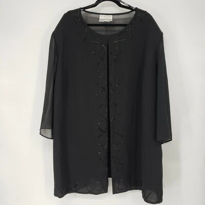 Chaqueta de Noche Misty Lane Para Mujer Talla 30 Chifón Cuentas Largo Abierto Cárdigan Negro Foto 1 de 4