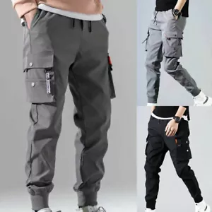 Grau Herren Street Taktische Cargohose Harajuku Jogginghosen Hip Hop Hose UK * ⊿ - Bild 1 von 14