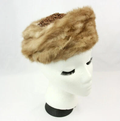 Vintage Vincent de Coven Mink Fur Soutache Applique Pillbox Beret Hat 1950s MCM - Image 1 of 4