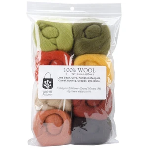Wistyria Editions Wool Roving 12" .25oz 8/Pkg-Autumn (Pack of 1) - Picture 1 of 3