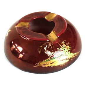 Carlton Ware Rouge Royale Lustre Ashtray Made in England Handpainted Red Gold B5 - Picture 1 of 5